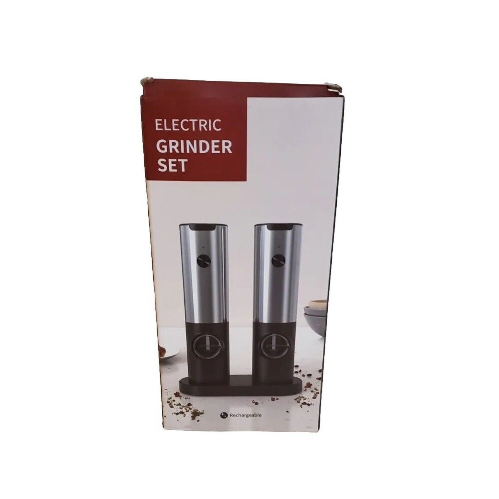 Rechargeable Grinder Set Charging Base & Adjustable Coarseness Salt & Pepper New